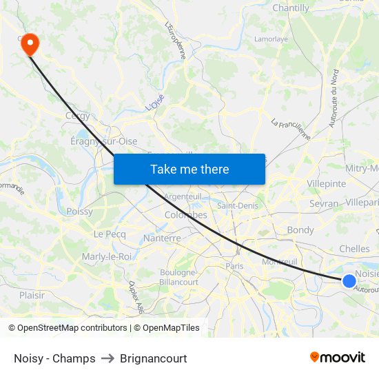 Noisy - Champs to Brignancourt map