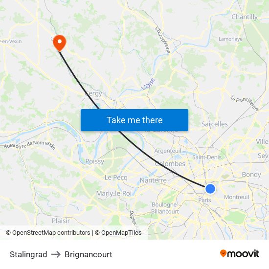 Stalingrad to Brignancourt map