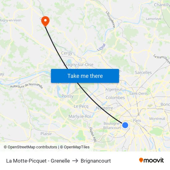 La Motte-Picquet - Grenelle to Brignancourt map