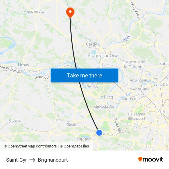 Saint-Cyr to Brignancourt map