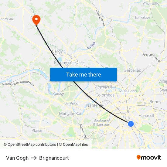 Van Gogh to Brignancourt map