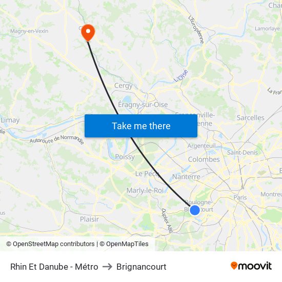 Rhin Et Danube - Métro to Brignancourt map