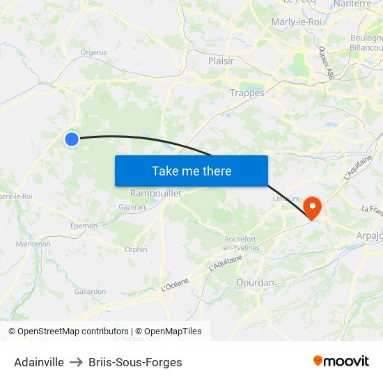 Adainville to Briis-Sous-Forges map