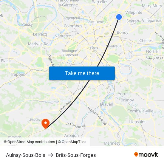 Aulnay-Sous-Bois to Briis-Sous-Forges map