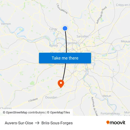 Auvers-Sur-Oise to Briis-Sous-Forges map