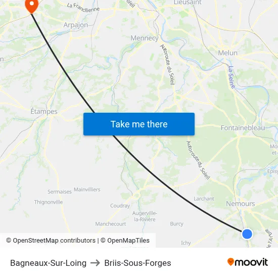 Bagneaux-Sur-Loing to Briis-Sous-Forges map