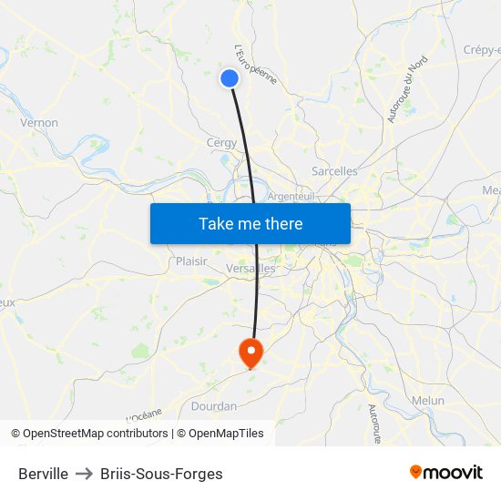 Berville to Briis-Sous-Forges map