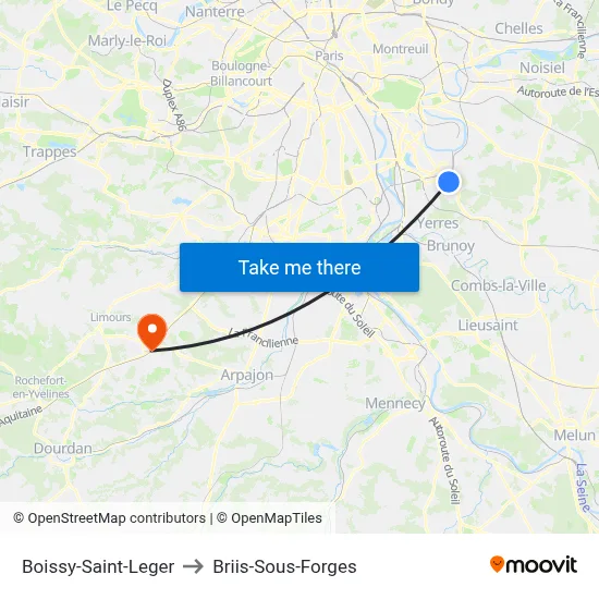 Boissy-Saint-Leger to Briis-Sous-Forges map
