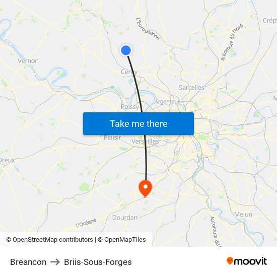 Breancon to Briis-Sous-Forges map