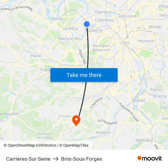 Carrieres-Sur-Seine to Briis-Sous-Forges map