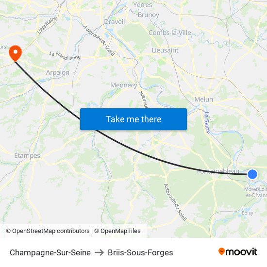 Champagne-Sur-Seine to Briis-Sous-Forges map