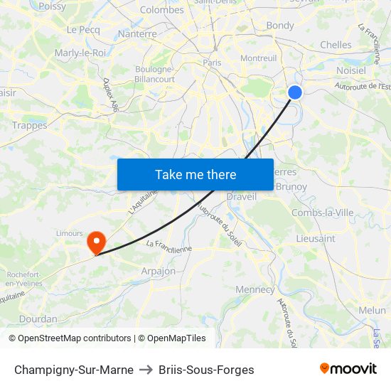 Champigny-Sur-Marne to Briis-Sous-Forges map