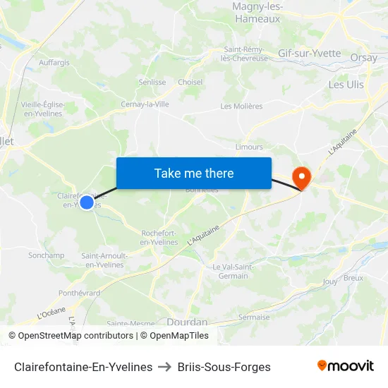 Clairefontaine-En-Yvelines to Briis-Sous-Forges map