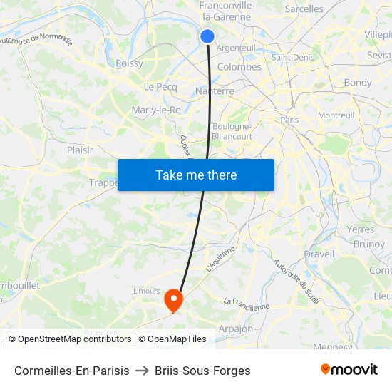 Cormeilles-En-Parisis to Briis-Sous-Forges map