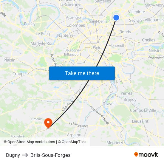 Dugny to Briis-Sous-Forges map