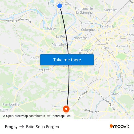 Eragny to Briis-Sous-Forges map