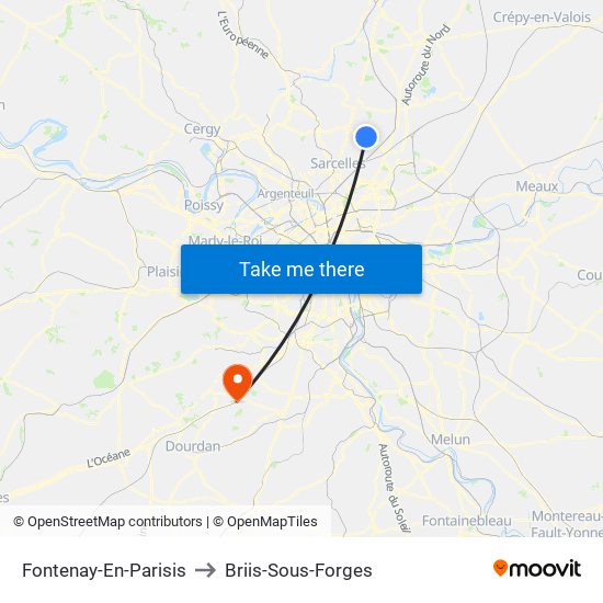 Fontenay-En-Parisis to Briis-Sous-Forges map