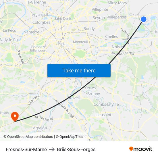 Fresnes-Sur-Marne to Briis-Sous-Forges map