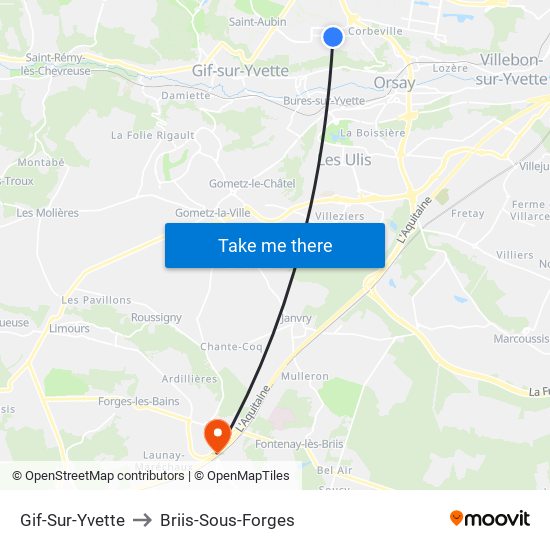 Gif-Sur-Yvette to Briis-Sous-Forges map