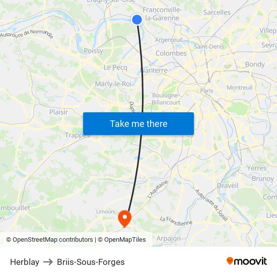 Herblay to Briis-Sous-Forges map