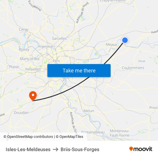 Isles-Les-Meldeuses to Briis-Sous-Forges map