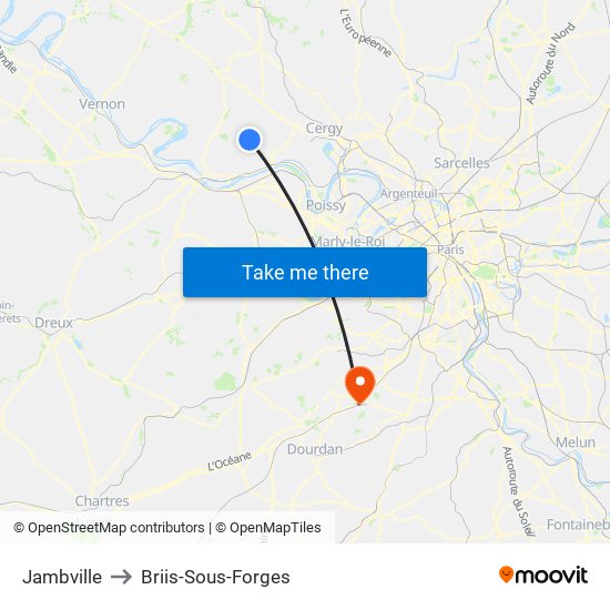 Jambville to Briis-Sous-Forges map