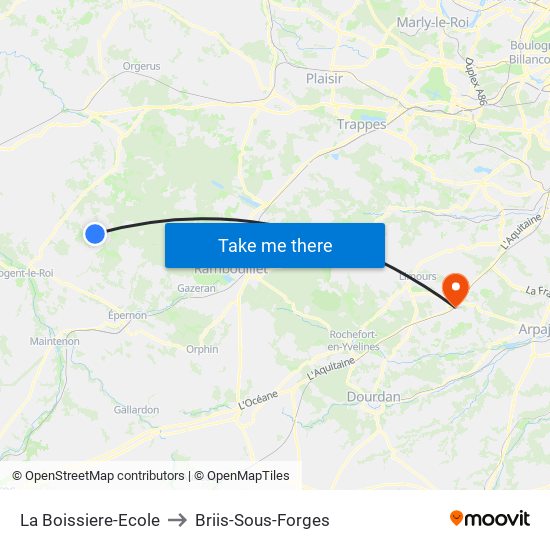 La Boissiere-Ecole to Briis-Sous-Forges map