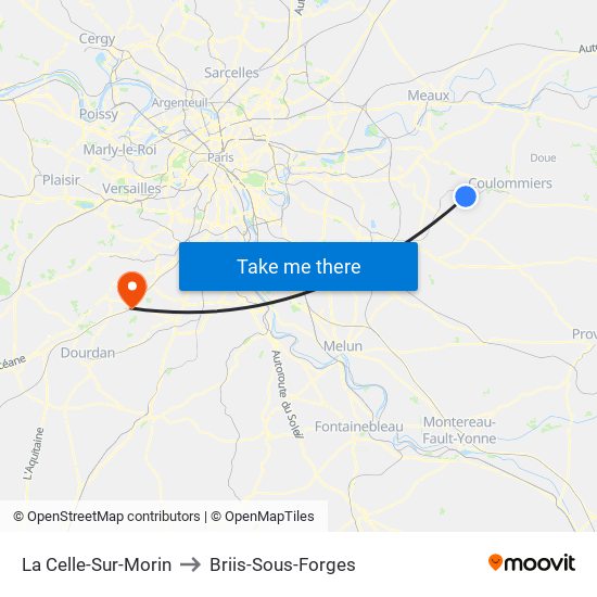 La Celle-Sur-Morin to Briis-Sous-Forges map