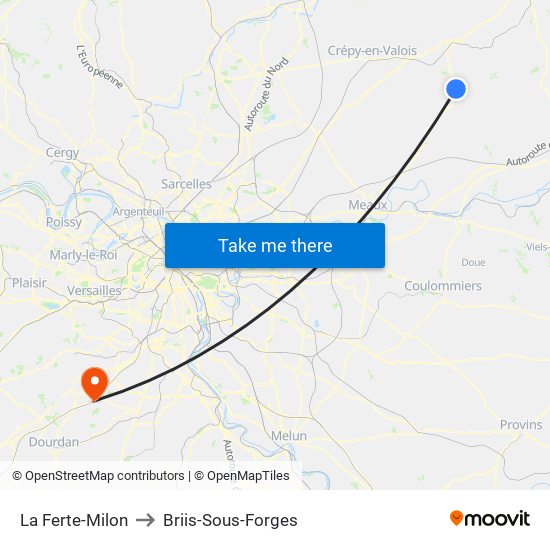 La Ferte-Milon to Briis-Sous-Forges map