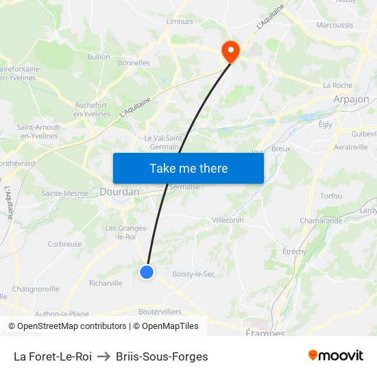 La Foret-Le-Roi to Briis-Sous-Forges map