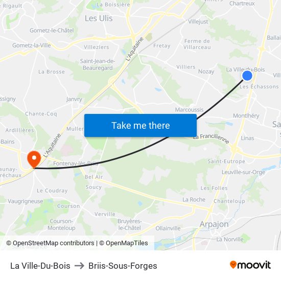 La Ville-Du-Bois to Briis-Sous-Forges map