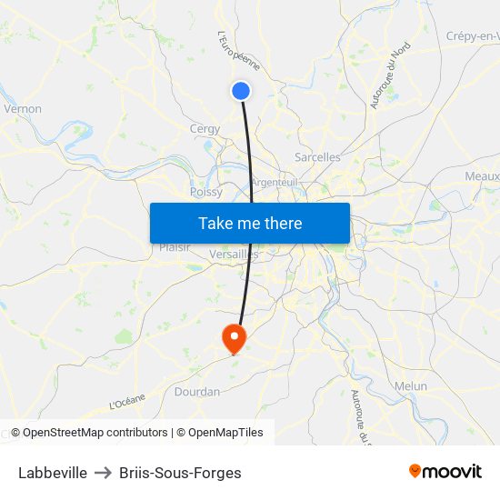 Labbeville to Briis-Sous-Forges map