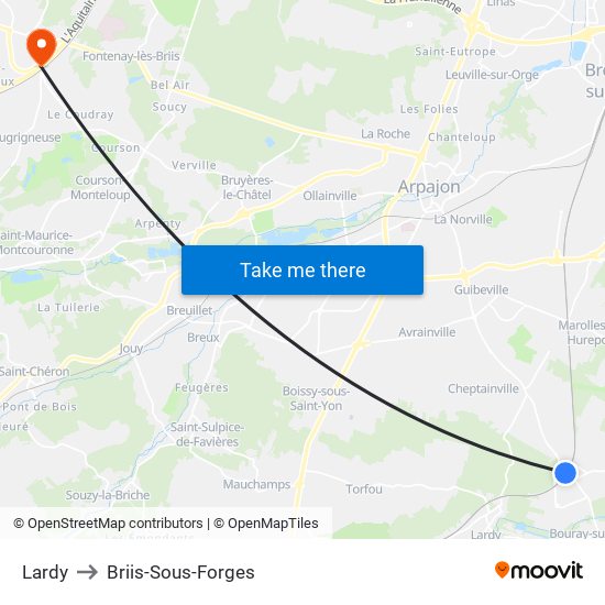 Lardy to Briis-Sous-Forges map