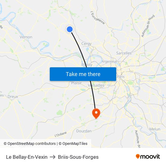 Le Bellay-En-Vexin to Briis-Sous-Forges map