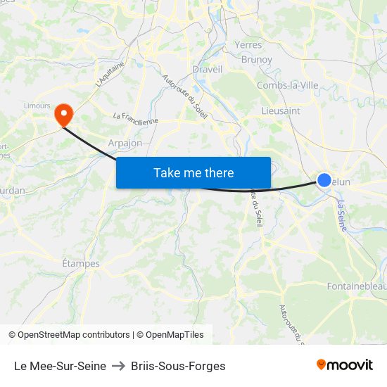 Le Mee-Sur-Seine to Briis-Sous-Forges map
