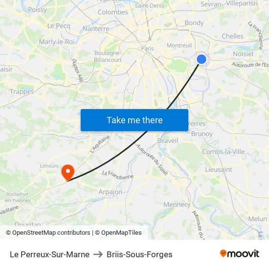 Le Perreux-Sur-Marne to Briis-Sous-Forges map