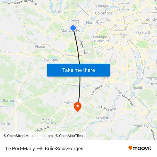 Le Port-Marly to Briis-Sous-Forges map