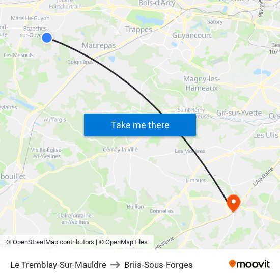 Le Tremblay-Sur-Mauldre to Briis-Sous-Forges map