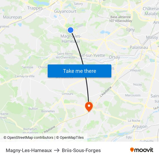 Magny-Les-Hameaux to Briis-Sous-Forges map