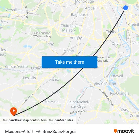 Maisons-Alfort to Briis-Sous-Forges map