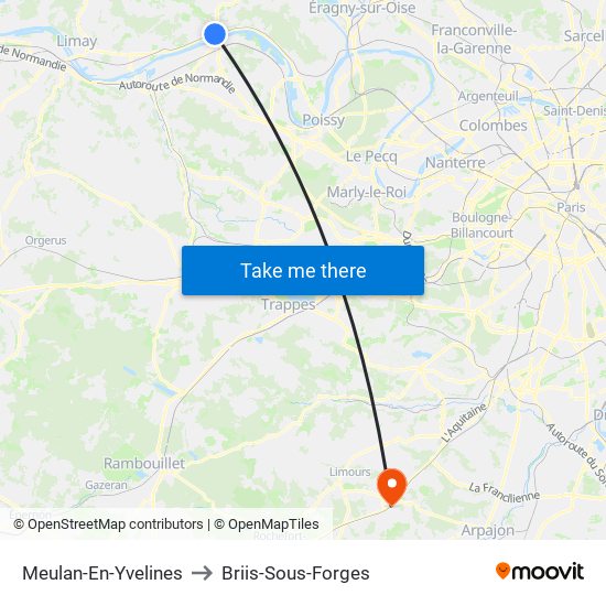 Meulan-En-Yvelines to Briis-Sous-Forges map