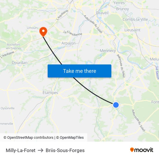 Milly-La-Foret to Briis-Sous-Forges map