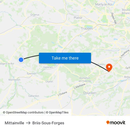 Mittainville to Briis-Sous-Forges map