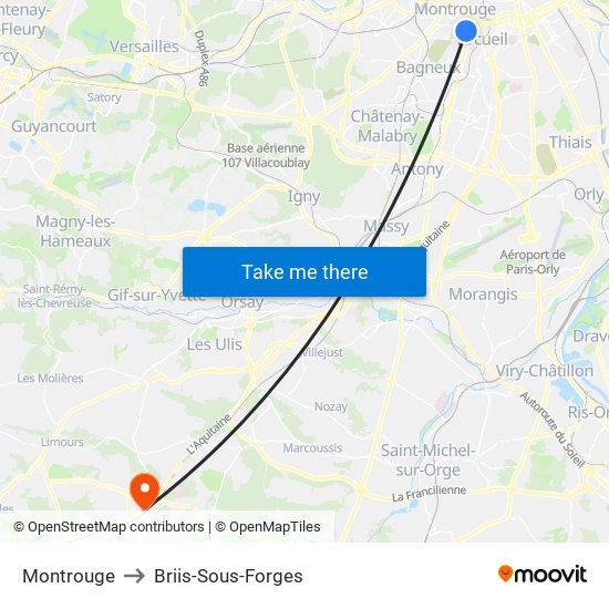 Montrouge to Briis-Sous-Forges map