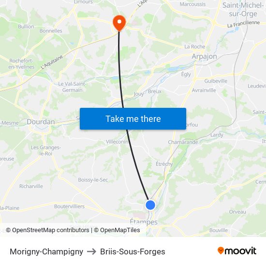 Morigny-Champigny to Briis-Sous-Forges map