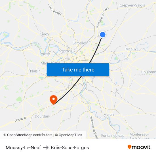 Moussy-Le-Neuf to Briis-Sous-Forges map