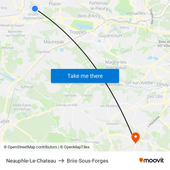 Neauphle-Le-Chateau to Briis-Sous-Forges map