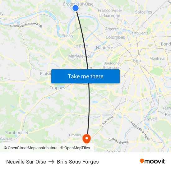 Neuville-Sur-Oise to Briis-Sous-Forges map