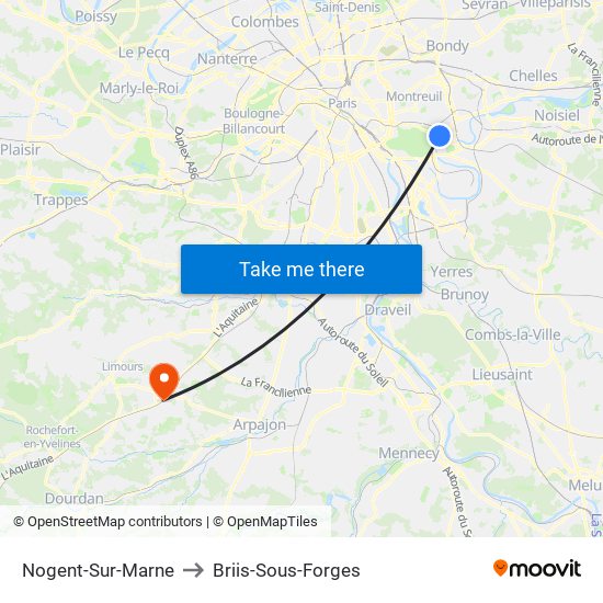 Nogent-Sur-Marne to Briis-Sous-Forges map