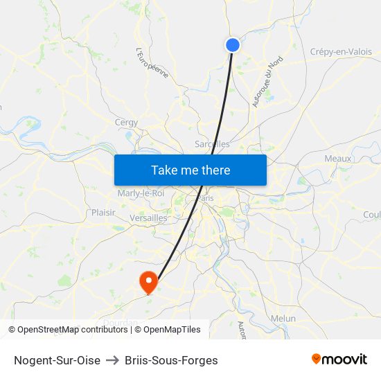 Nogent-Sur-Oise to Briis-Sous-Forges map